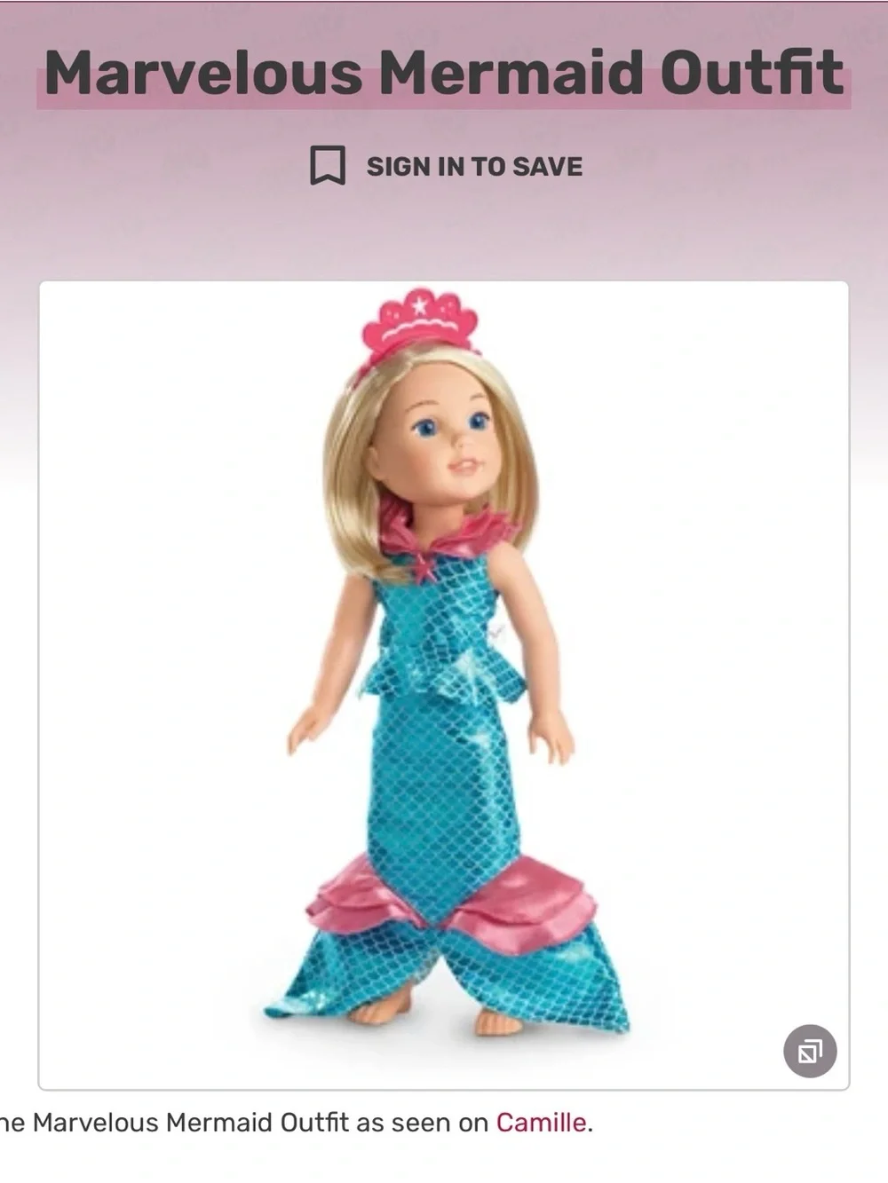 American Girl WellieWishers Marvelous Mermaid Outfit
